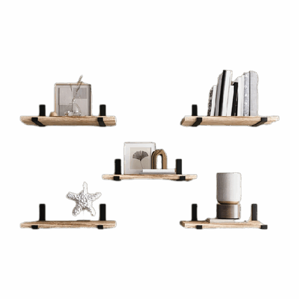 8pcs Floating Shelves,  Wall Shelves, Floating Shelf for Living Room, Bathroom and Bedroom Decor Easy To Install, Convenient For Classification, Quick To Pick Up, Stable And Reliable (Carbonized Black) 15.8x5.9in