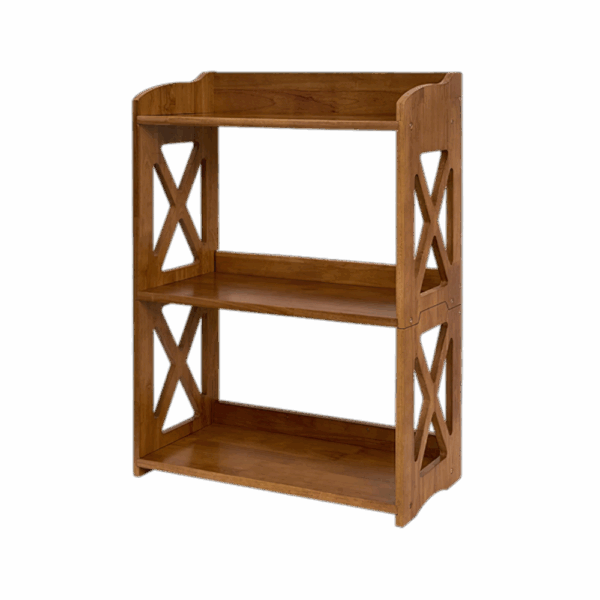 Natural Wood Bookcase, 3 Tier Bookshelf, Freestanding Display Storage Shelves Open Bookshelf for Bedroom, Living Room and Office (Standard, Brown)