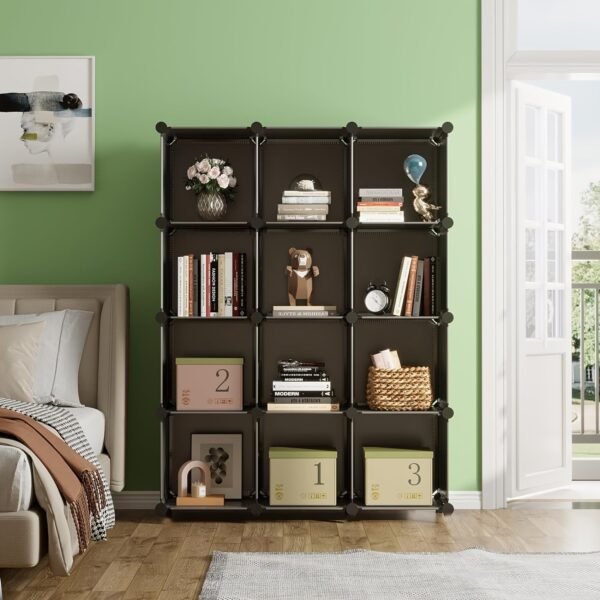 6/12-Cube Plastic Storage Organizer, DIY Modular Bookshelf, Simple Interlocking Shelving System, Space-Saving Closet For Books, Toys, Clothes, Multipurpose Use In Home & Office
