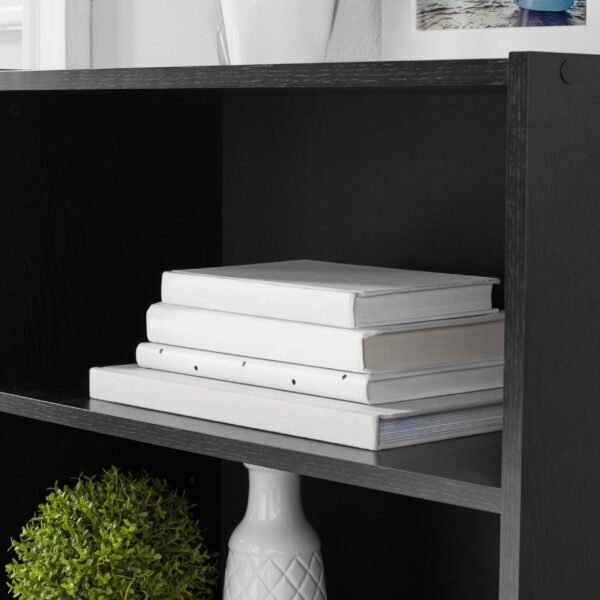 3-Shelf Bookcase with Adjustable Shelves, black