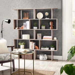 5-Tier Wooden Bookshelf Room Divider - Stylish Storage & Decorative Partition - Spacious Shelves for Bedroom, Office Organization