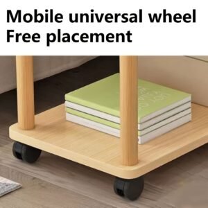 Sturdy Rolling Wooden Side Table with Smooth Wheels - No Leg Design, 2-Tier Storage for Small Spaces - Perfect as Sofa End, Couch, Nightstand or Bedside Table - Modern, Space-Saving Solution for Living Room & Bedroom