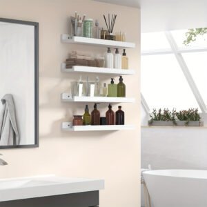 4pcs Floating Shelves, Shelves,  Wall Mounted Shelves for Home Decor and Storage, Modern Ledges for Living Room, Bedroom, Bathroom, Office Easy To Install, Convenient For Classification, Quick To Pick Up, Stable And Reliable (White/Black)23.6x4.3in