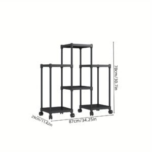 1pc 6-Tier Storage Shelf Unit, Black Plastic Modular Bookcase Organizer, Versatile Shelving Rack, For Home & Office Use