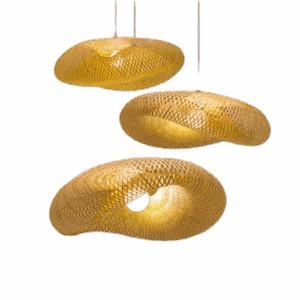 HandMade Vintage Bamboo Weaving LED Pendant Light Home Hanging Chandelier Lighting Living Room Kitchen Rattan Woven Pendant Lamp