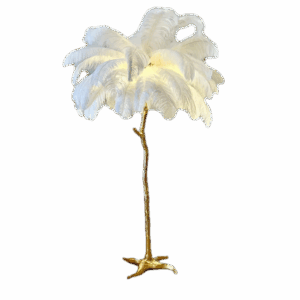 Nordic Ostrich Feather Led Floor Lamp Copper Resin Living Room Home Decor Indoor Lighting Bedroom Bedside Standing Table Light