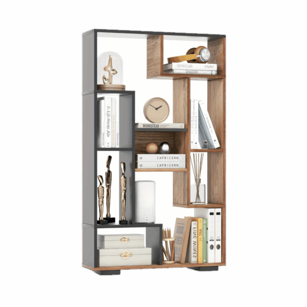 TANGKULA 47-Inch Tall Bookshelf Modern Geometric Bookcase with Open Shelves for Home