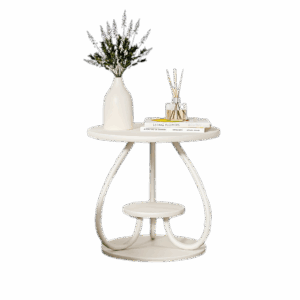 3-Tier End Table, Round Indoor Outdoor Side Table, Modern White Nightstand Bedside Table For Living Room Bedroom Balcony, Home Decor, Easy Assembly, Sturdy And Multifunctional For Small Spaces.