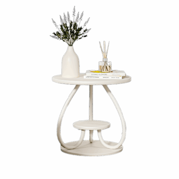 3-Tier End Table, Round Indoor Outdoor Side Table, Modern White Nightstand Bedside Table For Living Room Bedroom Balcony, Home Decor, Easy Assembly, Sturdy And Multifunctional For Small Spaces.