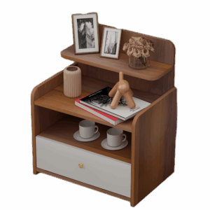 Nightstand , Bedside Table with Charging Station, Modern Night Stand,Wood Boho Side Table,Mid Century Small End Table with Drawer for Bedroom, Living Room